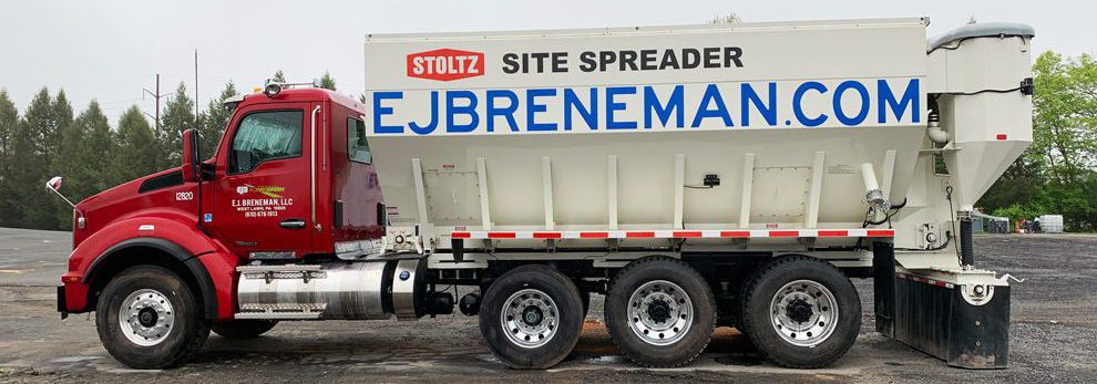 Site Spreader Truck with E.J. Breneman Logo
