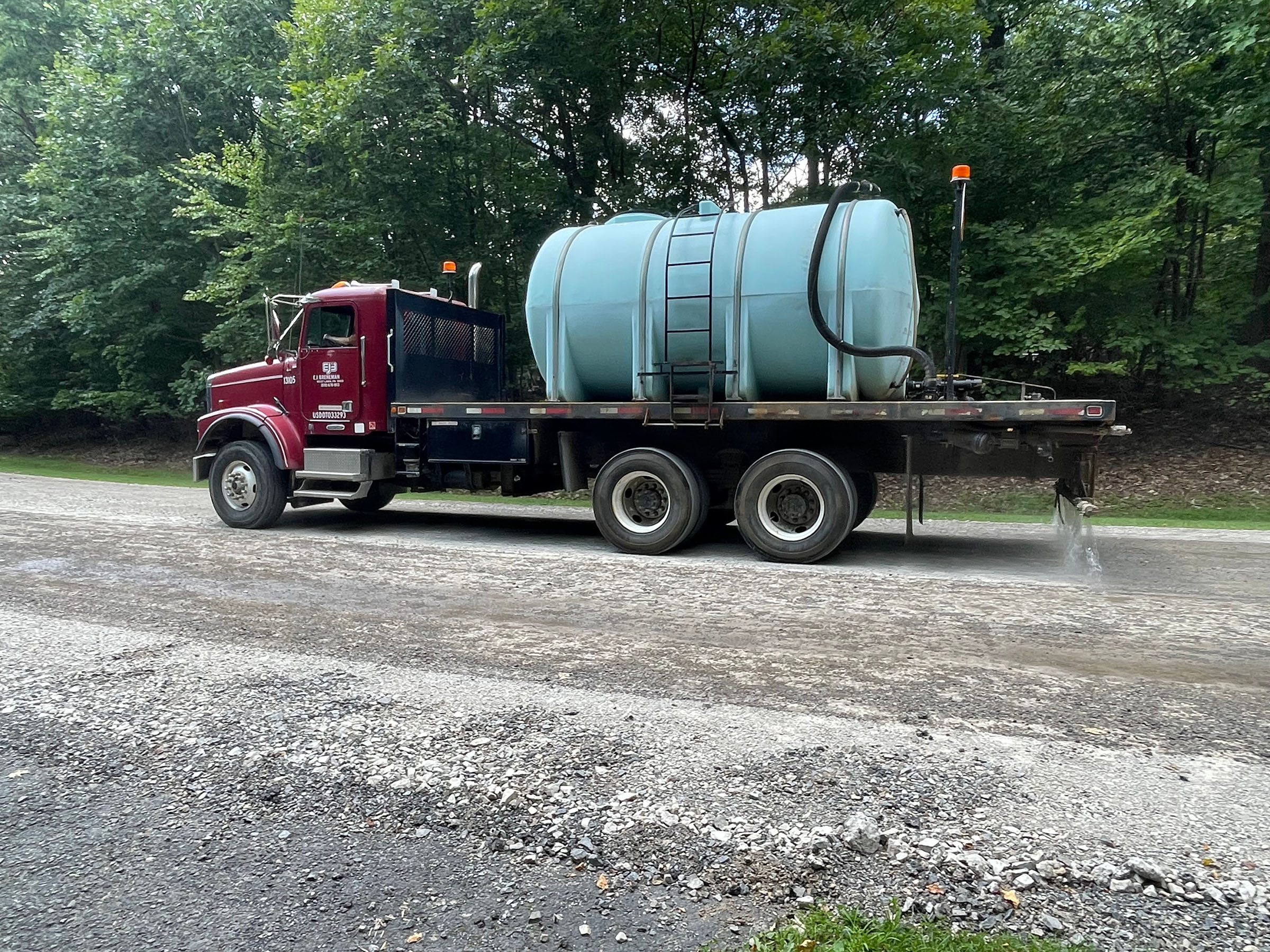 Tanker truck applying Dust Control solution